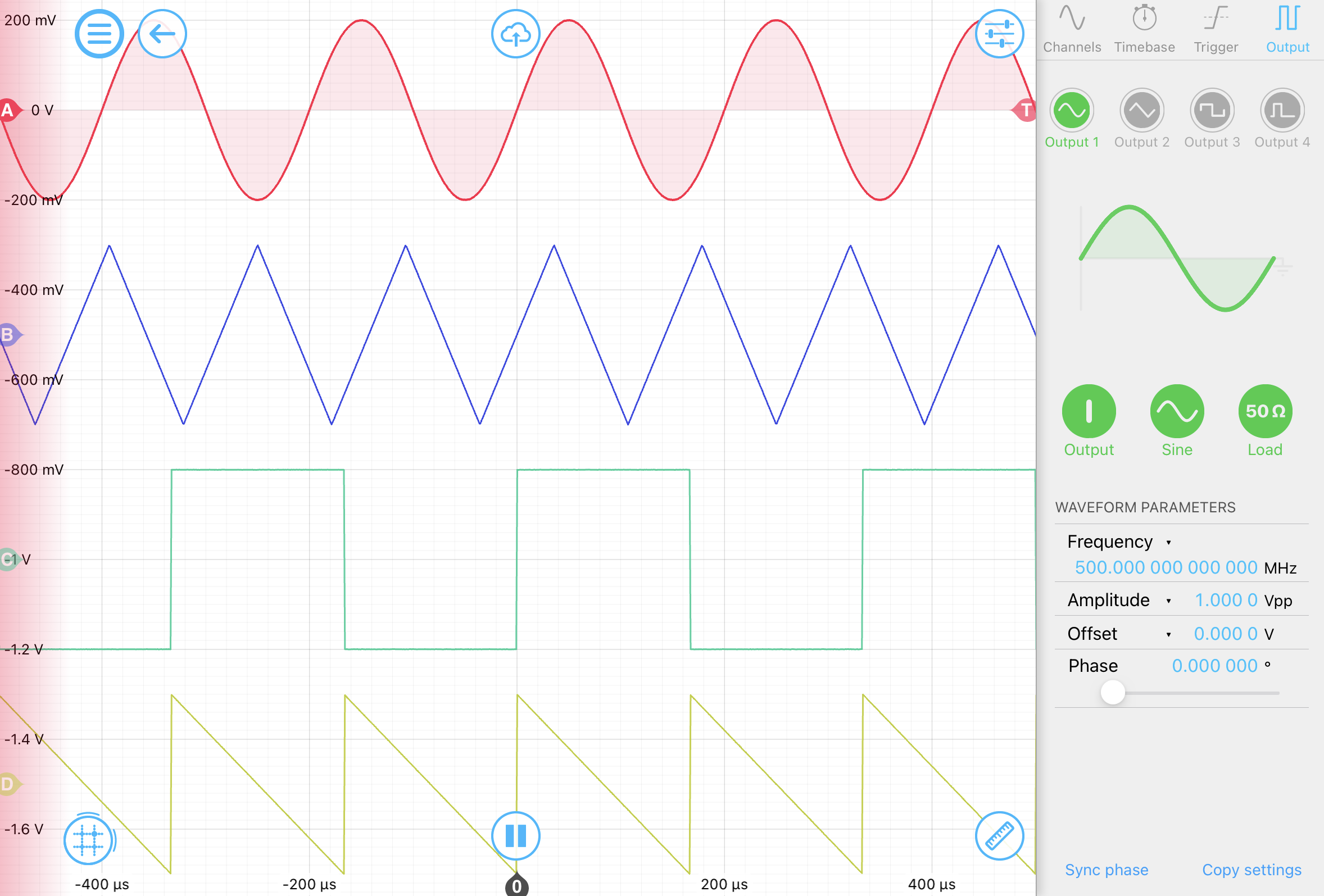 Oscilloscope waveform parameters